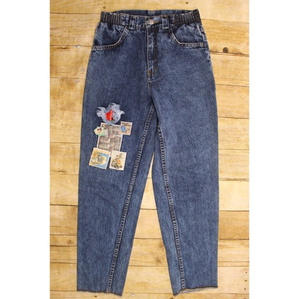 Vintage Canadian Club boy jeans patchwork skating